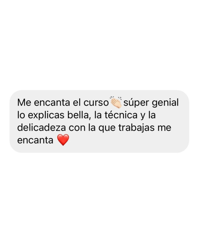 Comentario positivo sobre un curso, elogiando la técnica y la manera de enseñar.
